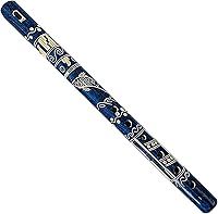 Vista 1 de Grabadora de viento de madera de bambú de madera nativa tribal con patrón de flauta de viento de madera - Regalos hechos a mano Instrumentos Azul