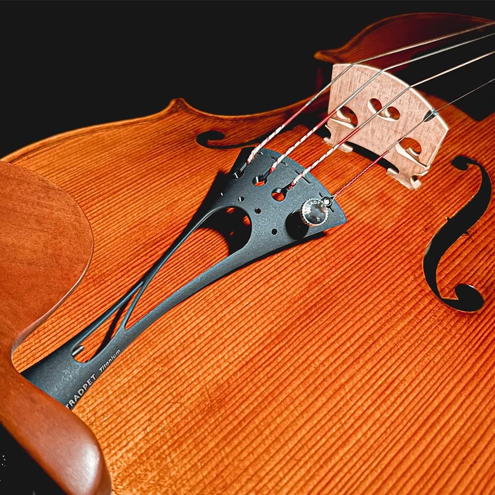 French Style Titanium Tailpiece Set for violin with Titanium tailgut Pro, Optional with or without fine tuners (With Fine Tuner)