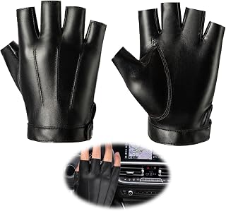 Fingerless Leather Gloves, Fingerless Driving Gloves Fingerless Gloves Half Finger Black Punk Costume Sporty Fingers Unlined Half Finger Gloves for Driving Cycling Outdoor