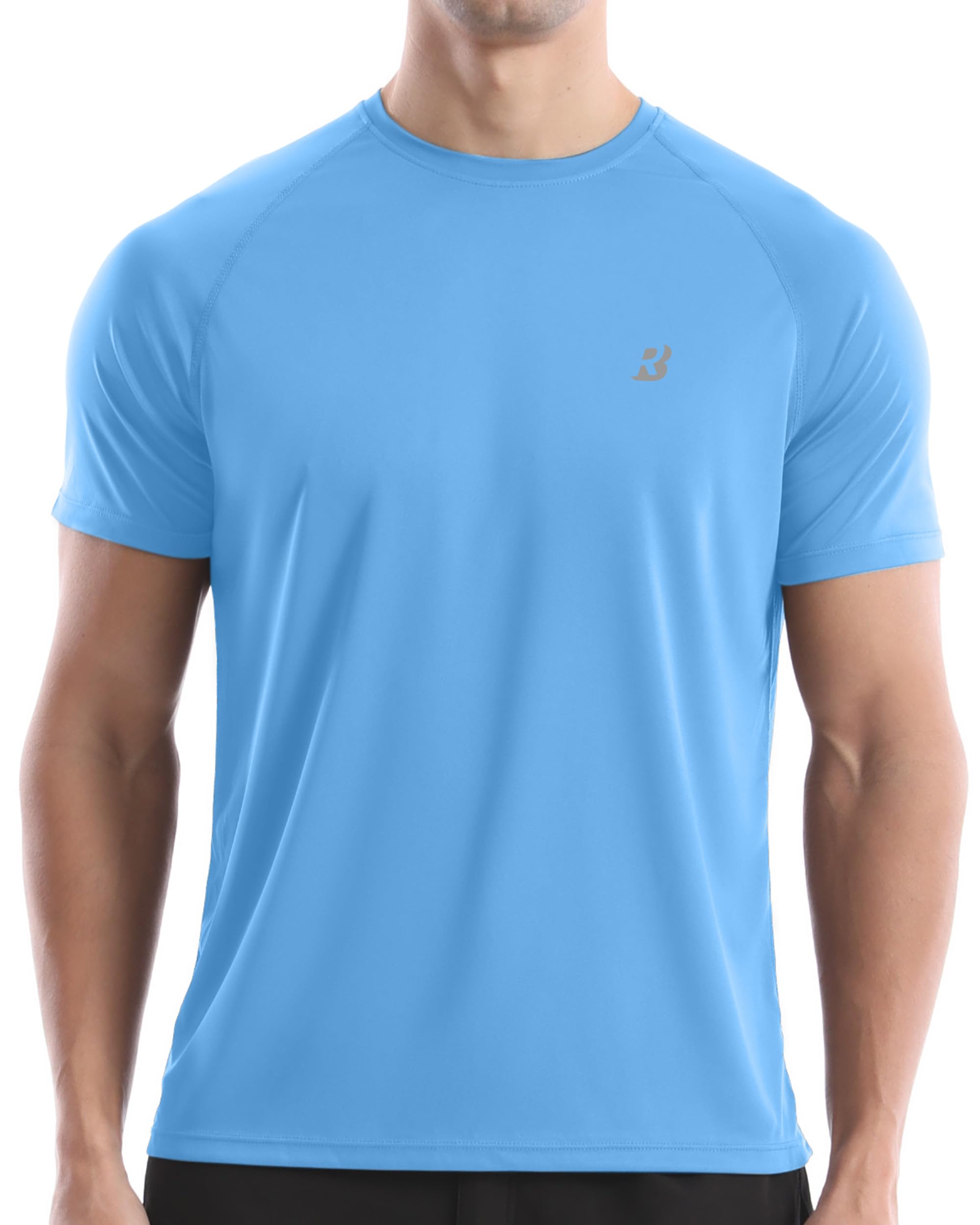 Roadbox Herren Kurzarm Rashguard, UV Schutz UPF 50+ Schnelltrocknend Bade Shirt, Atmungsaktives Outdoor Wassersport Shirt