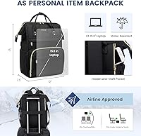 Vista 6 de Mochila para laptop LOVEVOOK para mujer, Negro, Mochilas Daypack