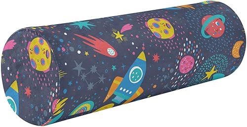 Miniatura 1 de KLL Elementos espaciales dibujados a mano Almohada de almohada de almohada de almohada de cuello para dormir Almohada redonda Almohada cilíndrica en