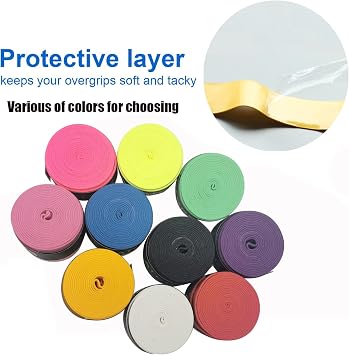 Tennis Racket Grip,Tacky Overgrips Tape Absorb Moisture Badminton Handle Frosted Anti-Slip Overgrip for Racquet Pickleball 6 Pack (Tacky-Multicolor 6pcs)