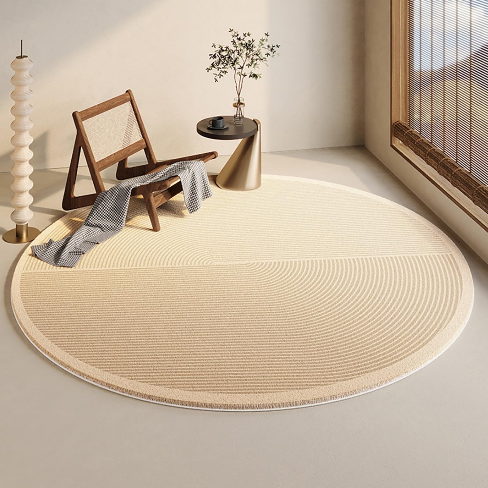 Tapis pour chambre à coucher moderne rond de 140cm au design doux et épuré