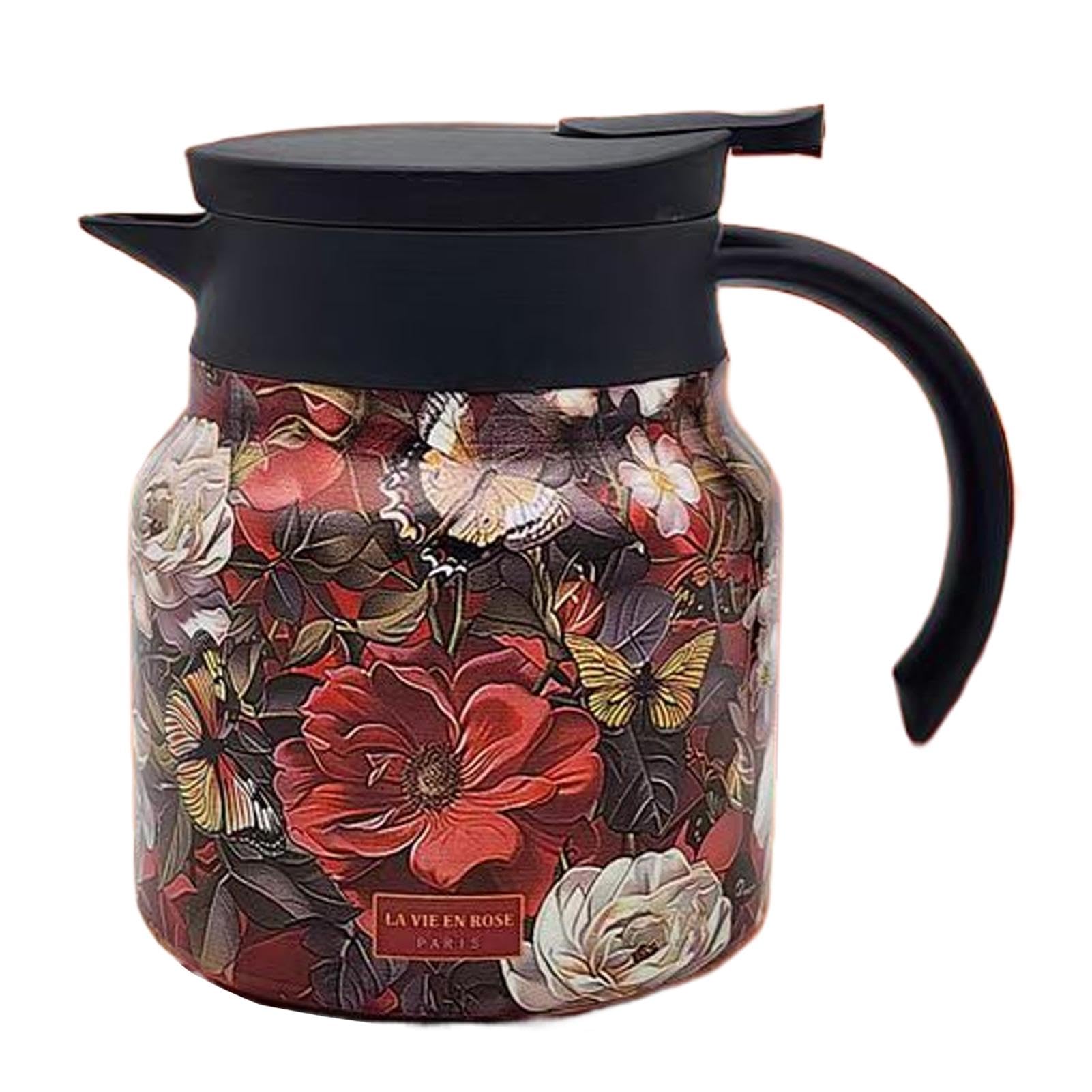 Carafe thermique fleurie de style vintage avec isolation premium