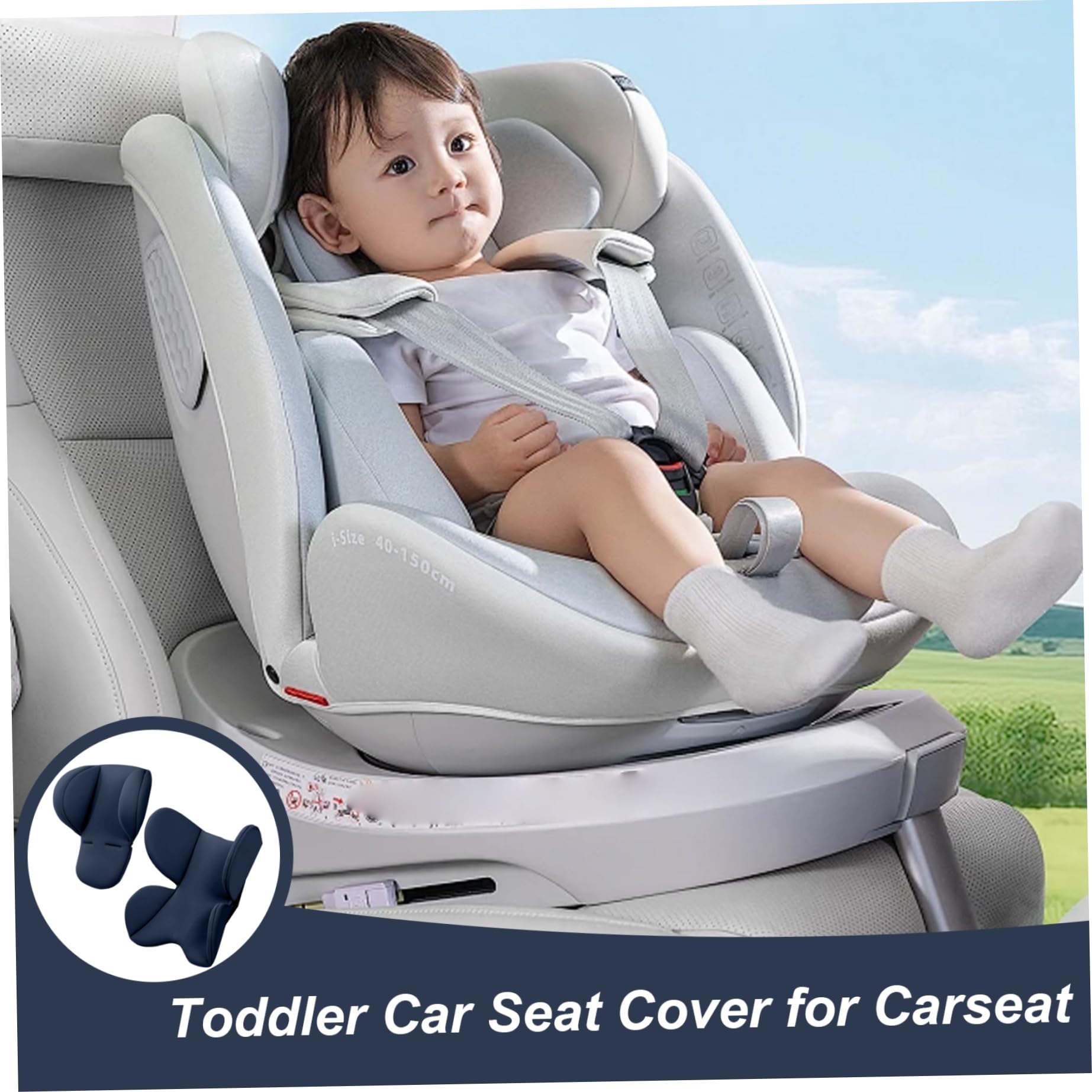 Inserto del asiento del recién nacido, inserto de carro infantil suave y cómodo de 2 piezas y soporte para la cabeza con orificio cinturón de seguridad para asientos de bebés, cochecitos, tr