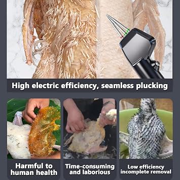 Commercial Poultry Feather Removal, Chicken Plucker Machine, with Pure Copper Motor, Used To Remove Fine Lint, for Goose, Turkey, Bird, Duck, Chickens