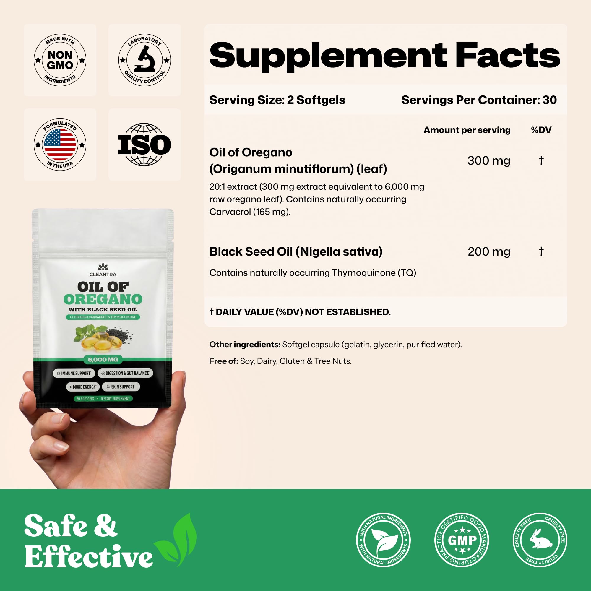 Oil of Oregano with Black Seed Oil – Softgels — Amazon image 2