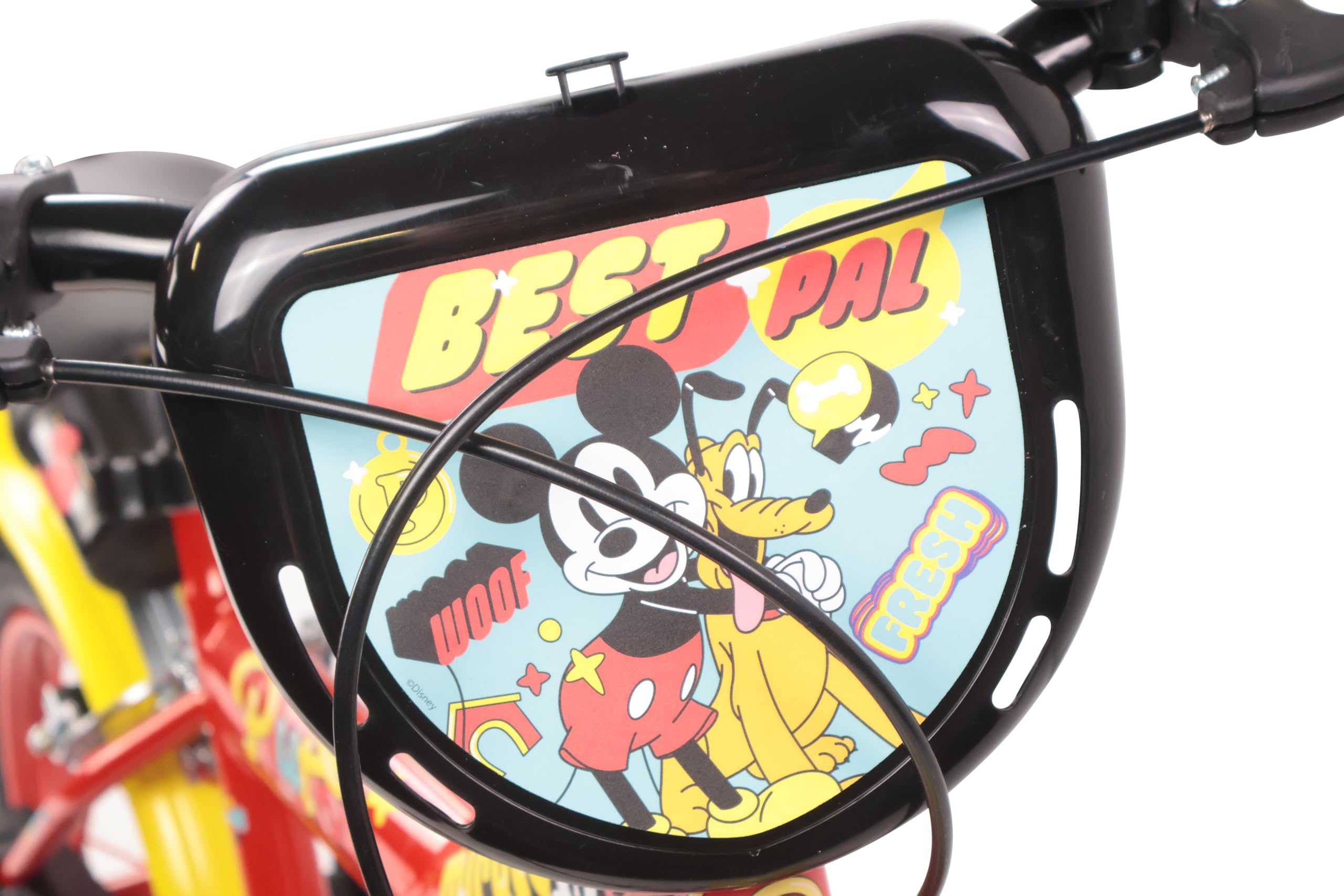 Denver Bike Bicicletta Bambino 14 Pollici Licensed Mickey, 3-5 Anni, Rotelle Removibili, Freni Caliper Anteriore/Posteriore, Telaio Acciaio, Ruote Gonfiabili, Borraccia e Scudo