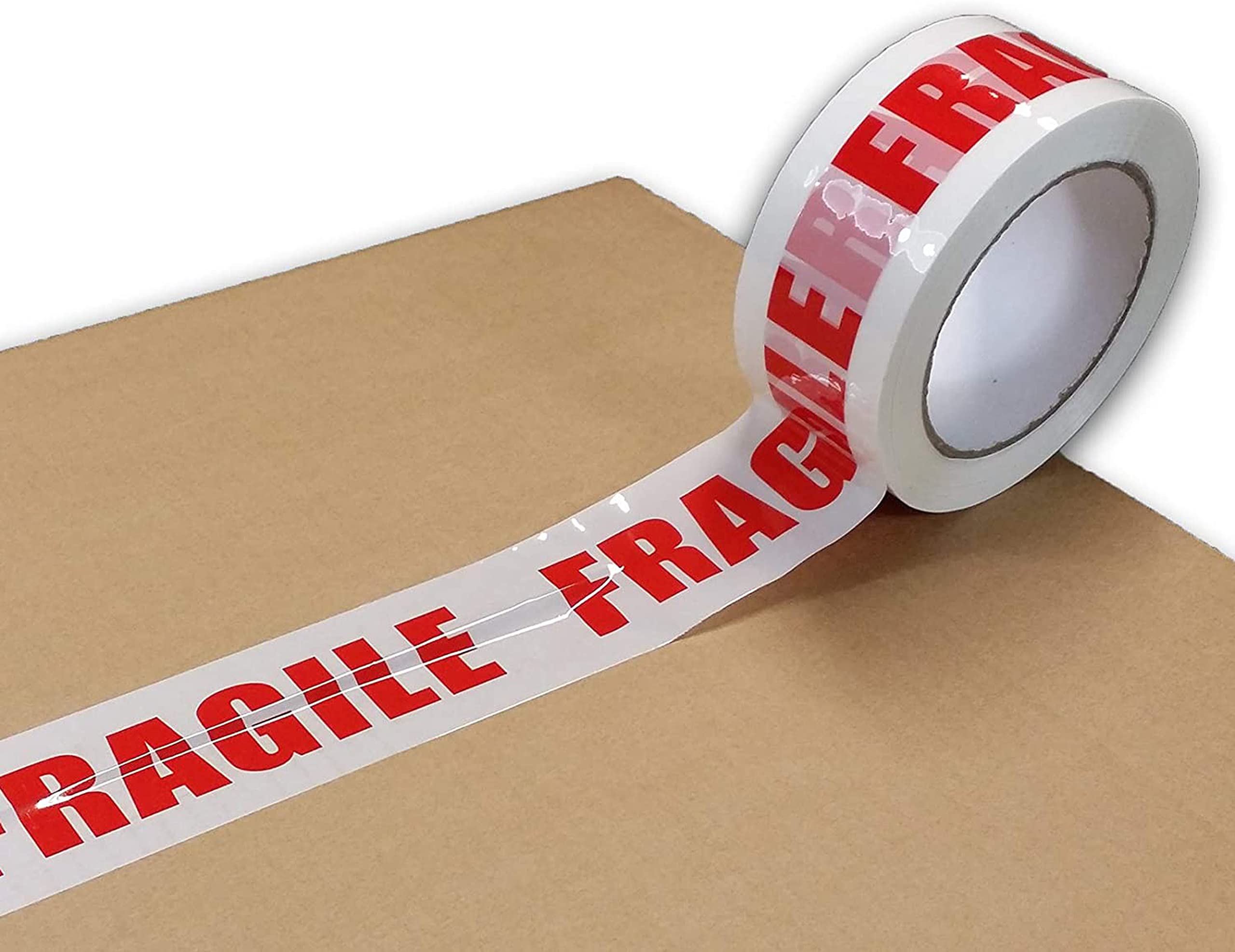 JeCo - Lot de 12 rouleaux de ruban adhésif imprimé fragile 48mm x 100 m pour la sécurité et la signalétique de vos envois expédition emballage carton