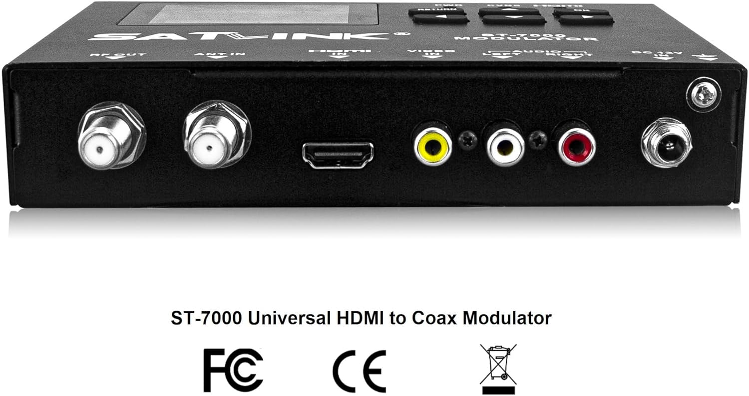 SatLink ST-7000 HDMI to RF Digital Modulator/Encoder Delivers 1080p HDMI Video to TVs as HD ATSC or QAM (J.83B) Channel via Coax Network