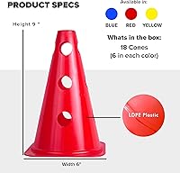 Vista 5 de GSi Hurdle Training Cones Multi Pack Sets Dual Purpose Agility Cones with Holes Ideal for Soccer, Kids, Dog, and Sports Training