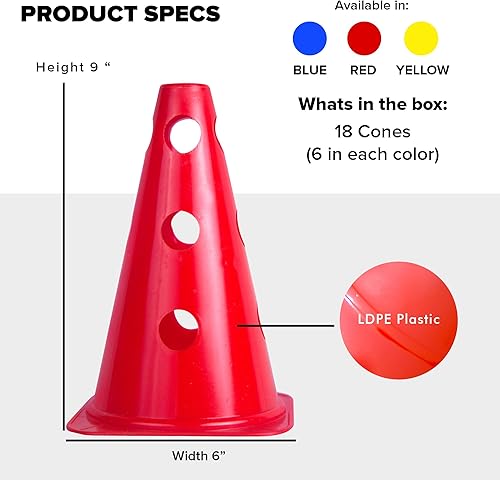 Miniatura 5 de GSi Hurdle Training Cones  Multi Pack Sets  Dual Purpose Agility Cones with Holes  Ideal for Soccer, Kids, Dog, and Sports Training