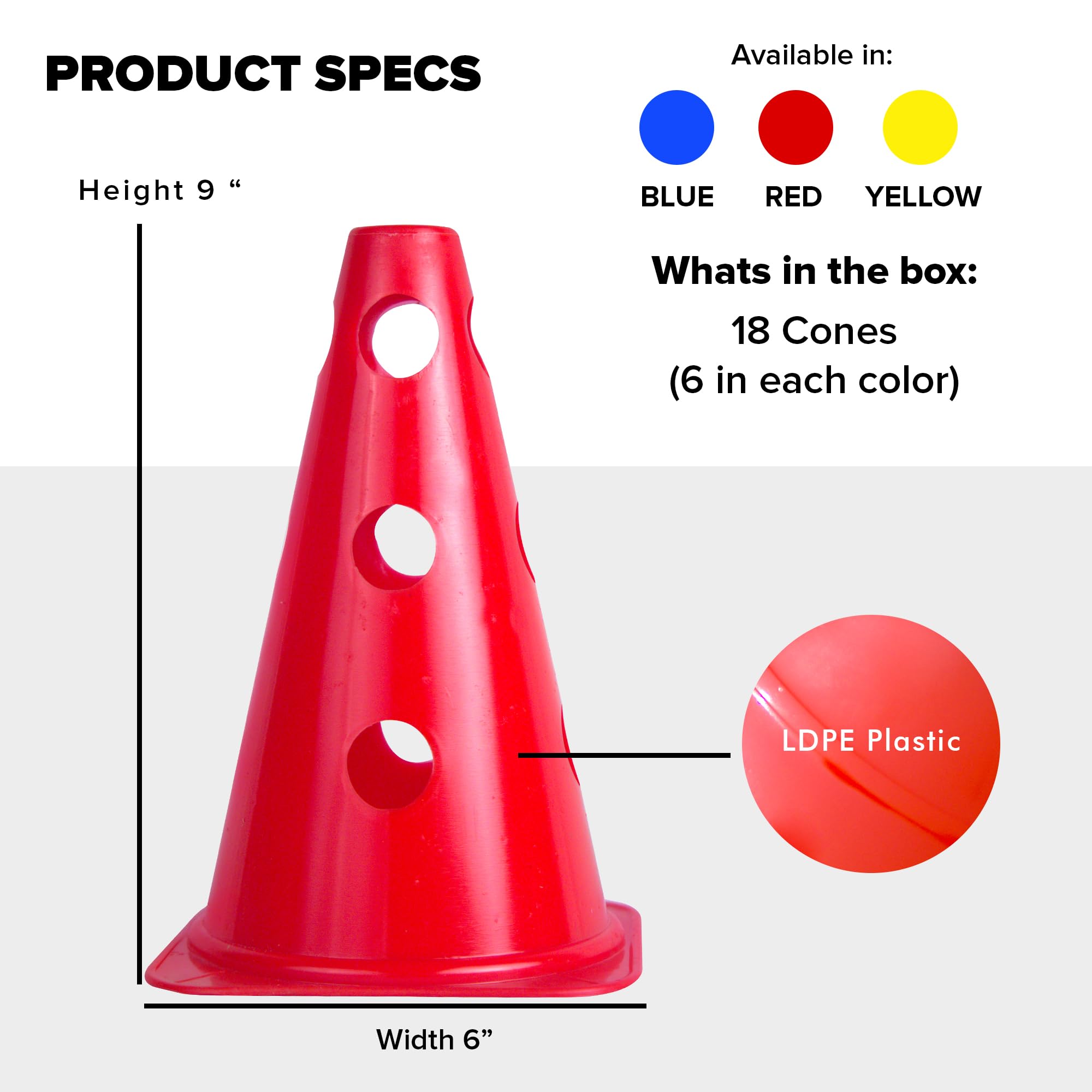 GSi Hurdle Training Cones | Multi Pack Sets | Dual Purpose Agility Cones with Holes | Ideal for Soccer, Kids, Dog, and Sports Training