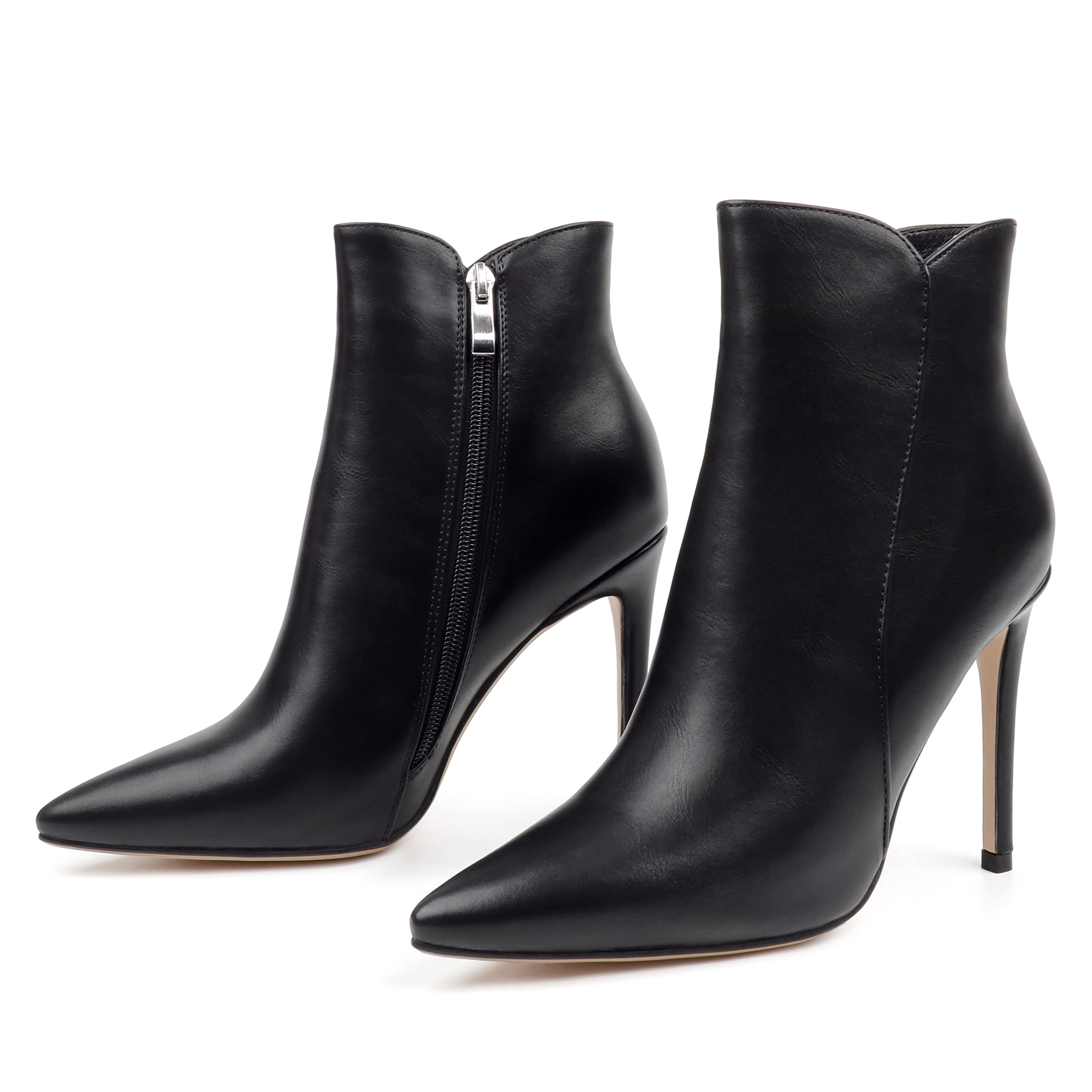 JOY IN LOVE Womens Ankle Boots 4 inch Stiletto High Heels Pointed Toe Zipper Boots