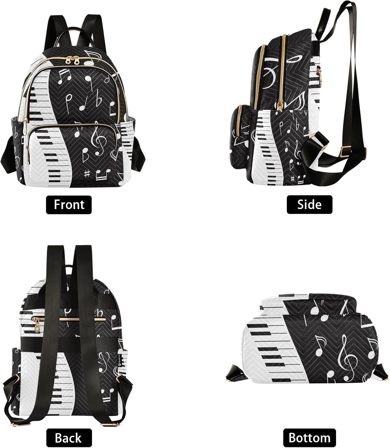 ALAZA Mini Backpack Purse for Women Lightweight Girls Small Size Music Note Piano School Teens College Traveling
