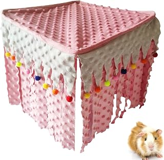 4-Side Guinea Pig Corner Hideout, Removable Cozy Hamster Hideaway Hammock Cage Hanging Decoration, Small Animal Fleece Forest Corner House Hideaway for Rabbits Hedgehog Bunny Ferret