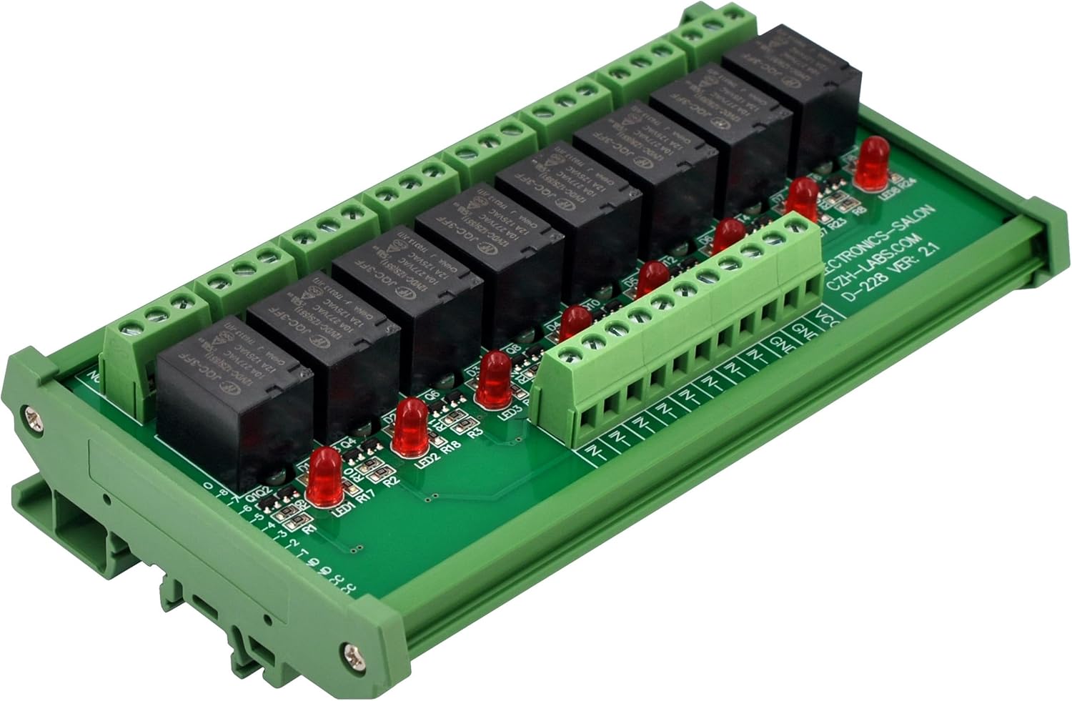 Electronics-Salon DIN Rail Mount 8 SPDT Power Relay Interface Module. (Operating Voltage: DC 12V)