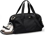 VININE Sport Duffle Bag for Women, Carry On Travel Bag with Shoe Compartment & Wet Pocket, Waterproof Weekender Overnight Gym Bag for Beach Camping Business Trip, Fits Under Airline Seat Black