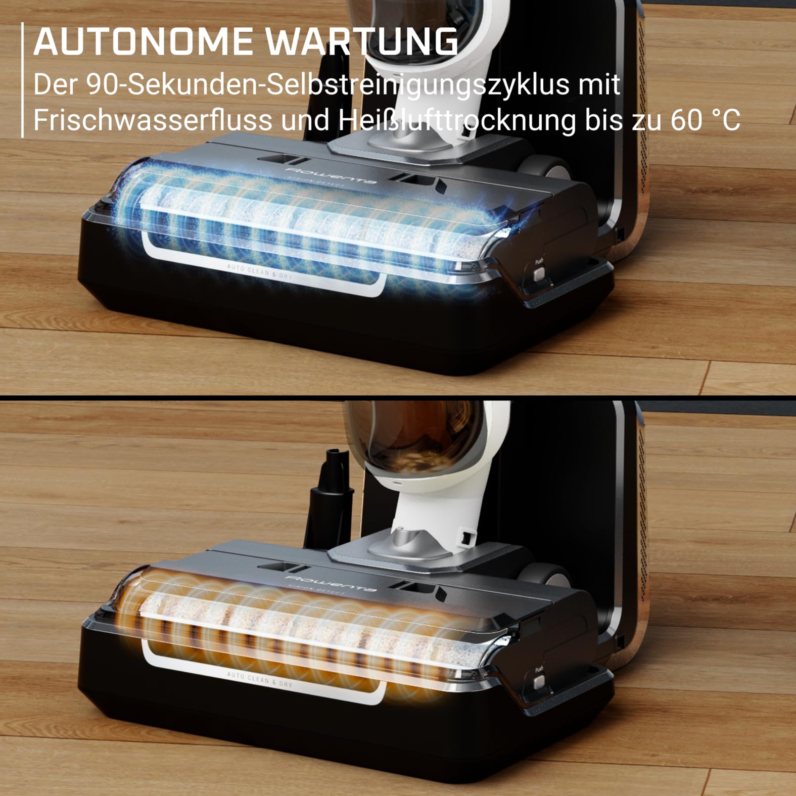 Rowenta X-Clean 5, 2-in-1 Nass- und Trockensauger, 3 Modi, präzise Reinigung, automatischer Erkennungsmodus, LED-Beleuchtung, selbstreinigend, Heißtrocknung, 50 Min. Laufzeit, Schneeweiß, GZ5557EE