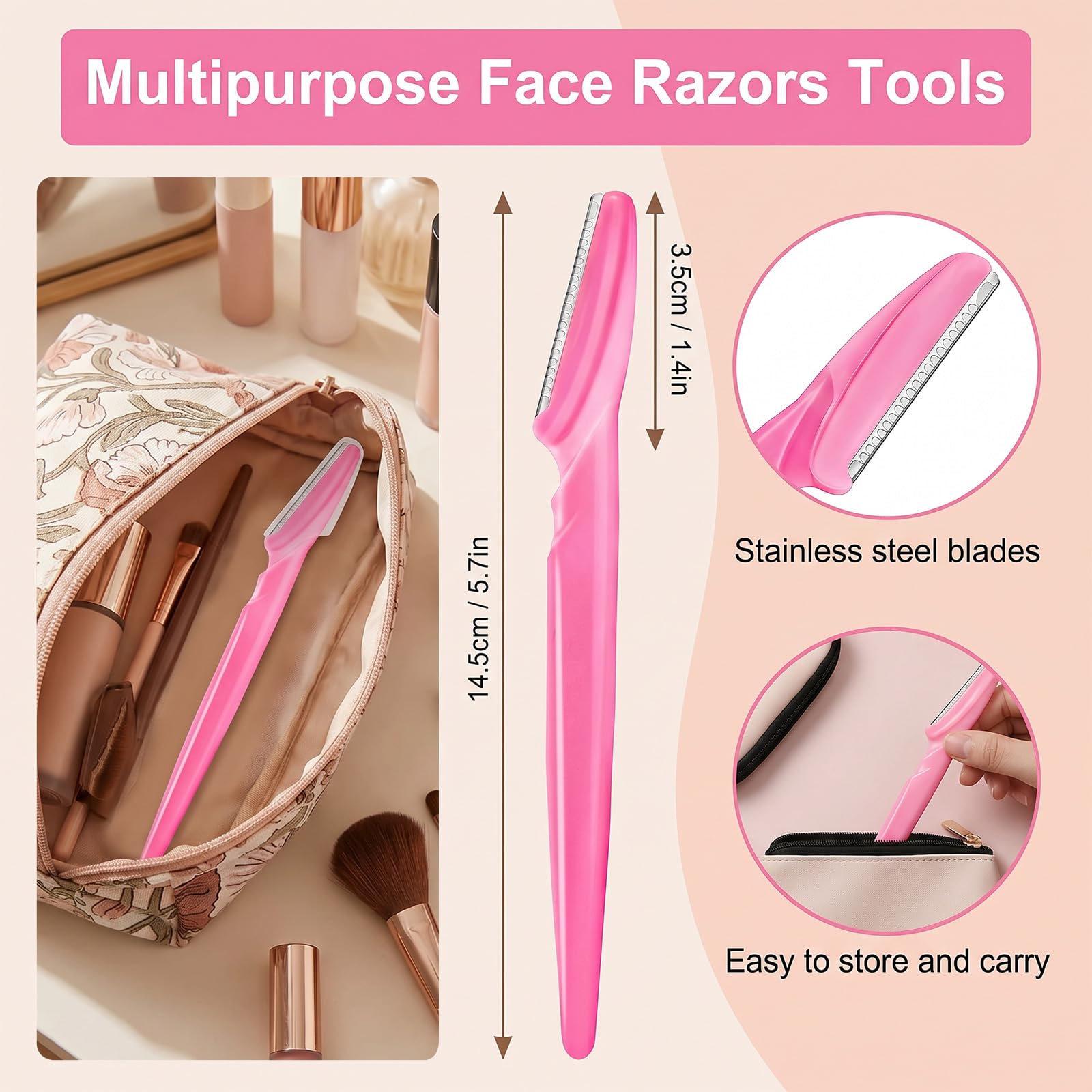 HFATMOS 21 maquinillas de afeitar para cejas, maquinillas de afeitar faciales multiusos, herramientas exfoliantes de dermaplaning, recortadoras de cejas con cubierta de seguridad, depilación facial