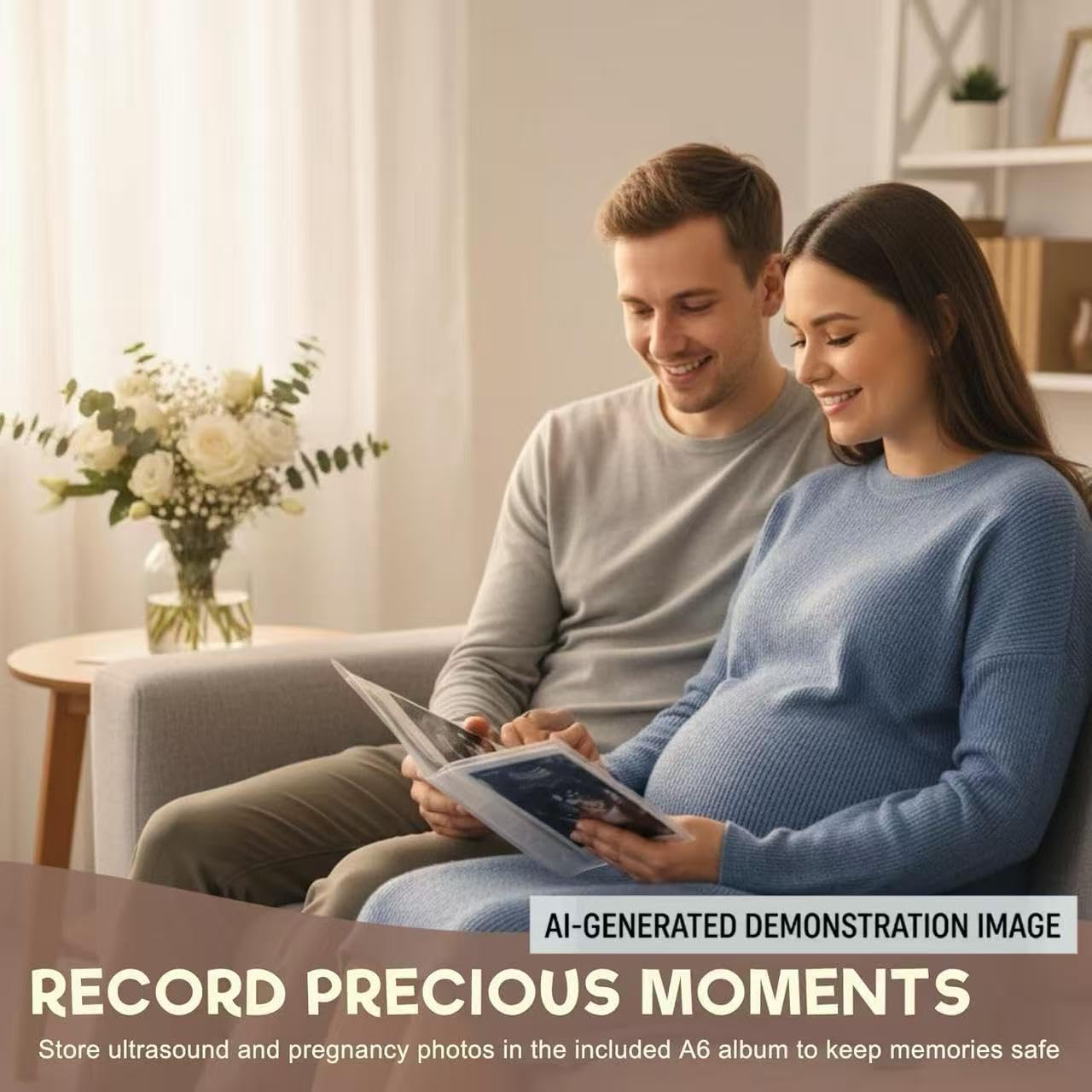 AZY 2-częściowy zestaw ramek na zdjęcia ultrasonograficzne, ramka na zdjęcia z tygodniami ciąży i albumem na zdjęcia A6 dla przyszłych rodziców, prezent z ogłoszeniem ciąży, prezent dla mamy po raz