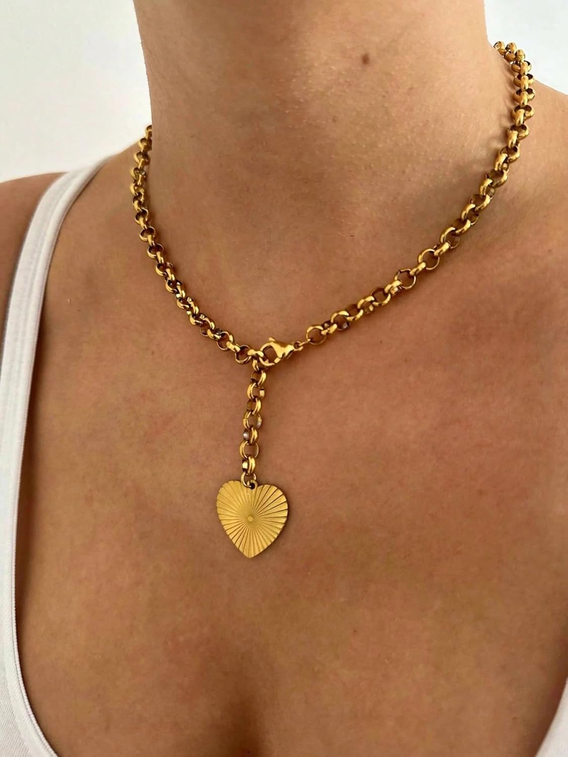 Star Necklace For Women, 14k Gold Pendant Heart Chunky Statement Y2k Big Silver Vintage Link Thick Choker Trendy Adjustable Necklaces Large Star Jewelry Gift For Her 2026 - Image 3