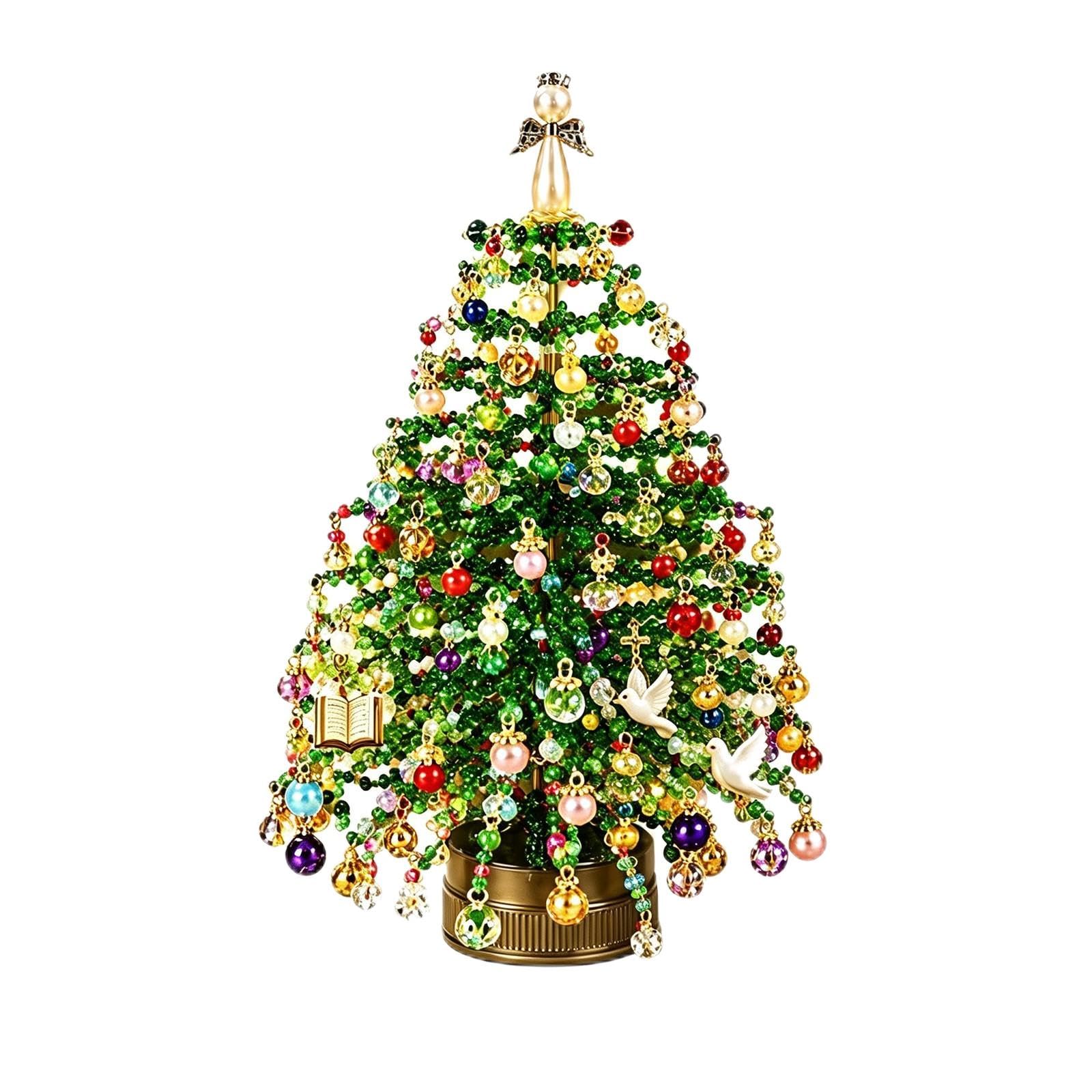 DIY Beaded Christmas Tree Kit Crystal with Colorful Beads & Ornaments