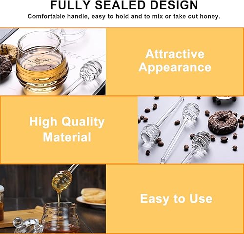Miniatura 3 de 2 palitos de cristal para miel de 6 pulgadas cucharas agitadoras de jarabe de mermelada de miel para tarro de miel