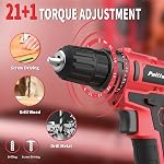 PULITUO 20V Cordless Drill/Driver, 2 Batteries Electric Screwdriver, 30Nm Power Drill Driver, 21+1 Torque, 2 Speed, 3/8" Keyless Chuck, Power Drill with LED Light, Drill Driver Kit for Home (Red)
