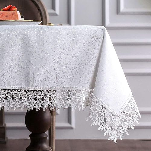 Artable Mantel rectangular otoñal de flores antiguas con encaje de macramé para casa de campo al aire libre, cocina rústica, fiesta de cumpleaños o