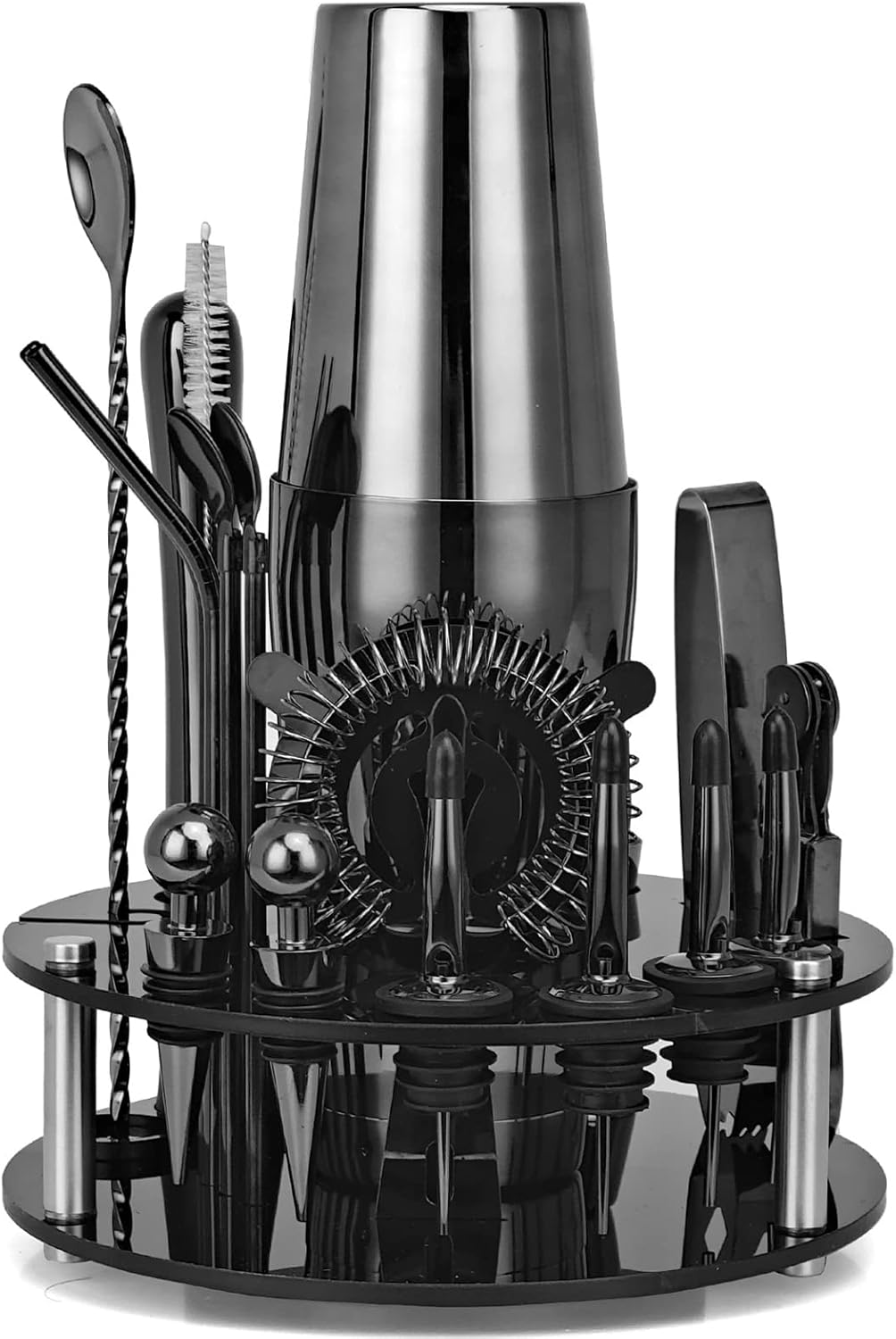 20 個カクテルシェーカー作成セットステンレス鋼バーテンダーキットミキシングスプーンバーテンダー初心者のためのカクテルシェーカードリ