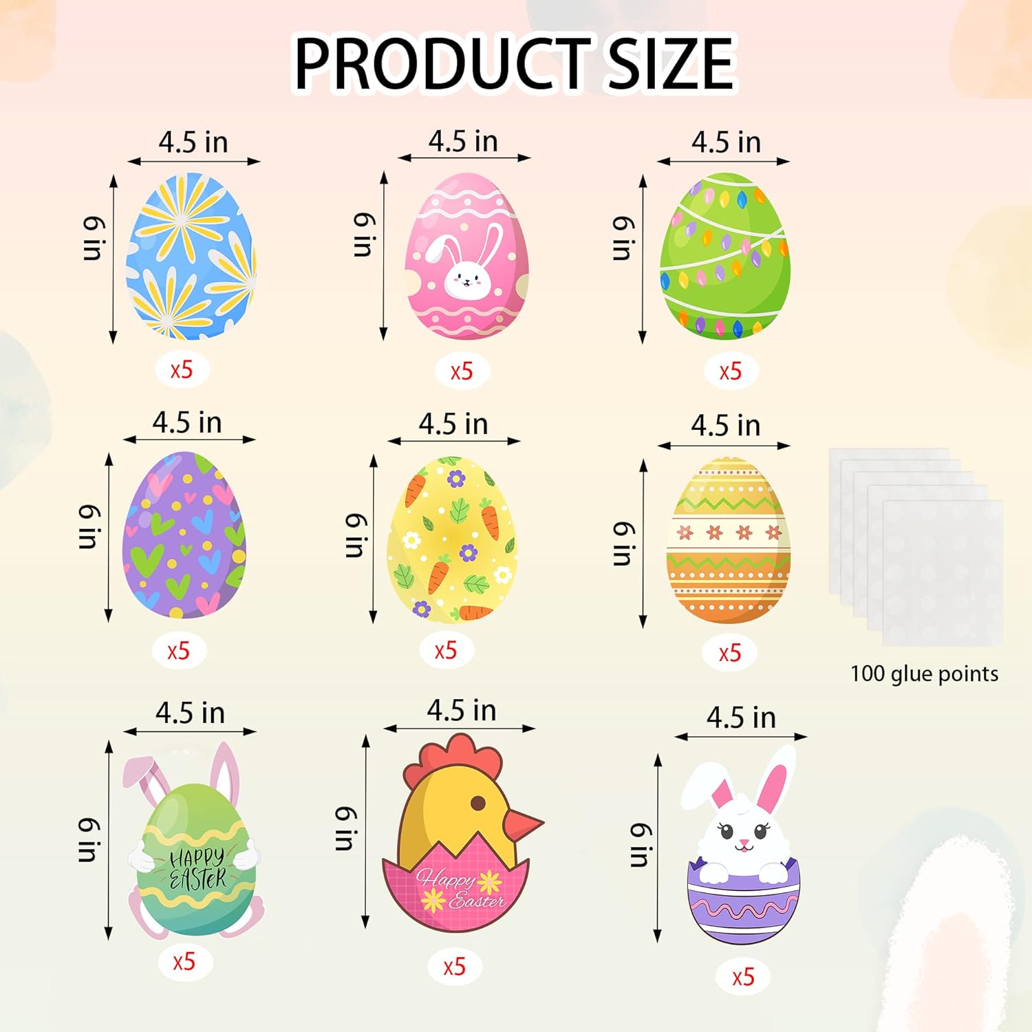 Lucleag 45 PCS Easter Egg Cutouts for Bulletin Board Decoration, Colorful Easter Eggs Bunny Chick Cutouts for Holiday Spring Classroom Bulletin Board School Egg Hunt Party Decoration
