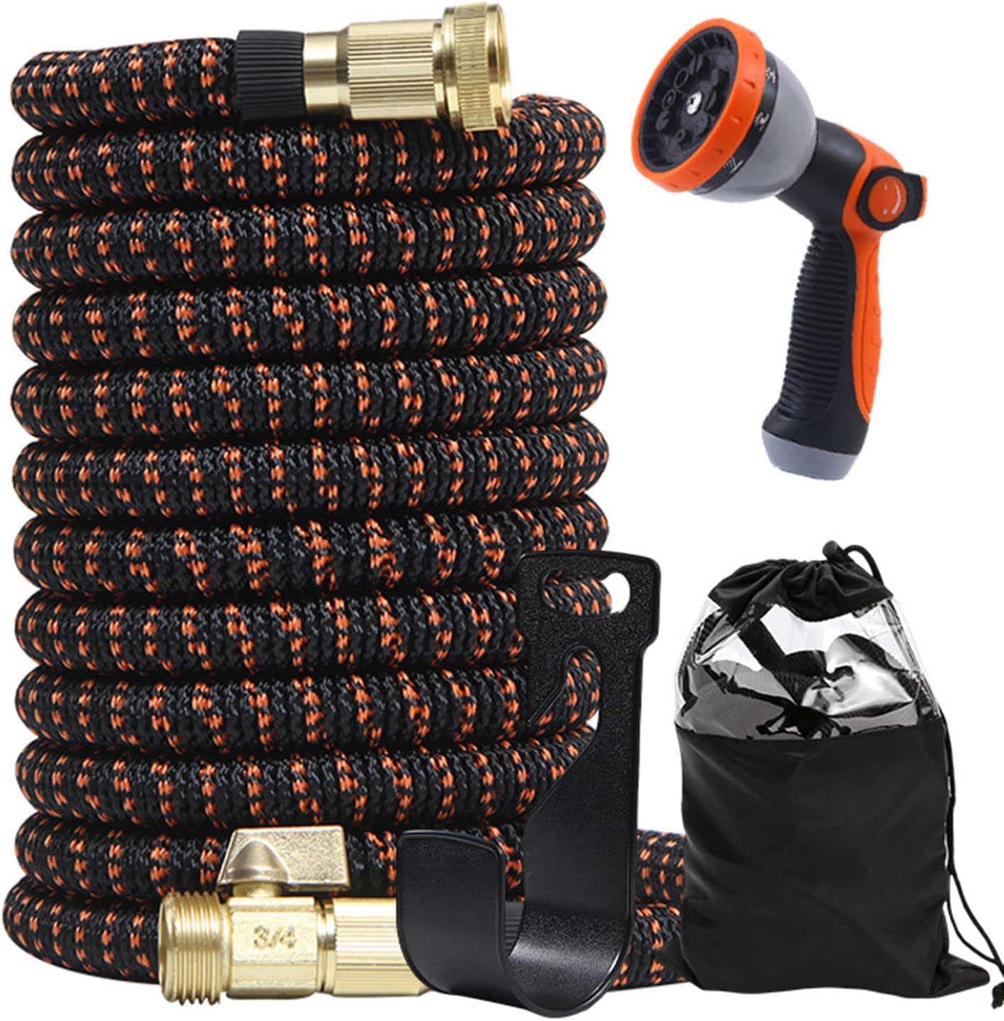 Tubo da giardino espandibile da 200 a 90 m, leggero e resistente, con raccordi in ottone massiccio per un'irrigazione e un lavaggio efficaci