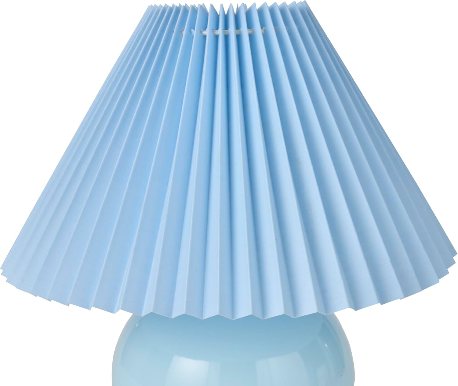 Nourison Home 13" Light Blue Ceramic Round Lamp with Pleated Shade for Bedroom, Living Room, Console, Entryway (Pack of 1)