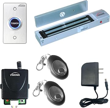 Visionis Buzz-In Kit, 600 lbs Magnetic Lock, Touch Exit, Remote, Outswing