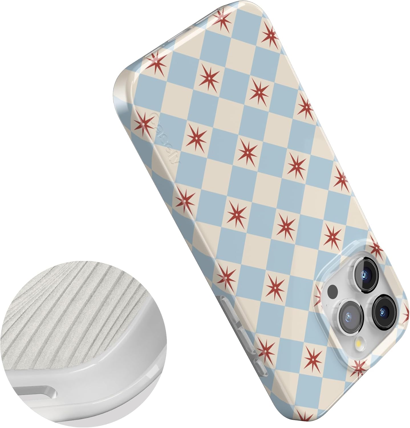 Casely iPhone 15 Pro Case | Chelsea Checker | Starlight Tiles | Compatible with MagSafe | Classic Ultra Slim Design