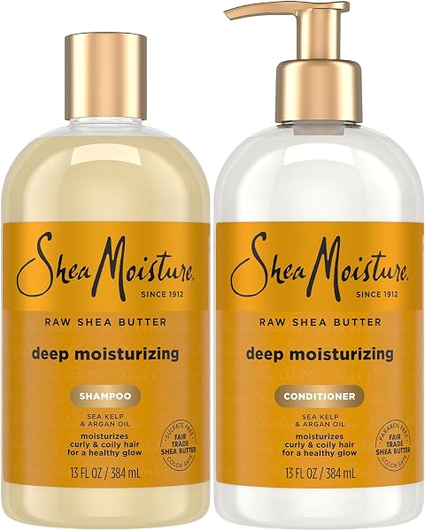 SheaMoisture Shampoo & Conditioner Set, Deep Moisturizing with Raw Shea Butter, Sea Kelp & Argan Oil for Coily & Curly H