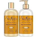 Shea Moisture Raw Shea Butter Shampoo and Conditioner Set, Deep Moisturizing with Sea Kelp & Argan Oil, Sulfate Free & Silicone Free, Curly Hair Products, Family Size, 13 Fl Oz (Pack of 2)