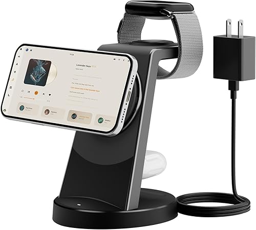 Miniatura 3 de Soporte de carga inalámbrico magnético 3 en 1 estación de carga Qi2 segura de 15 W para iPhone 17 16e 16 15 14 13 12 Pro Max - Apple Watch S112