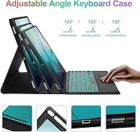 Vista 4 de IVEOPPE Funda para teclado Tab S8 Plus/S7 FE/S7 Plus de 12.4 pulgadas, 7 colores retroiluminados y desmontable teclado inalámbrico y panel táctil
