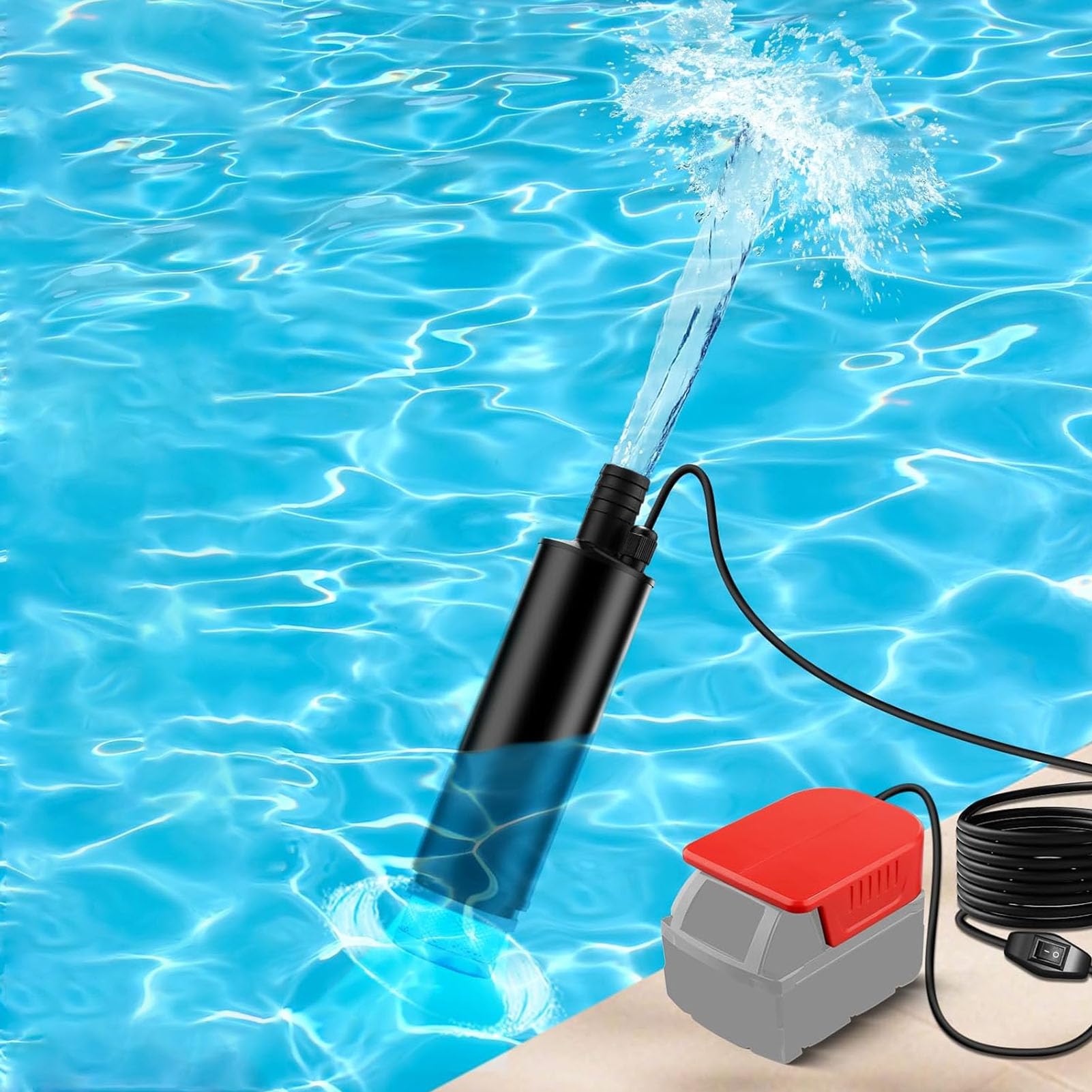 Bomba de Agua Sumergible de 500 GPH, Bomba Portátil Inalámbrica de