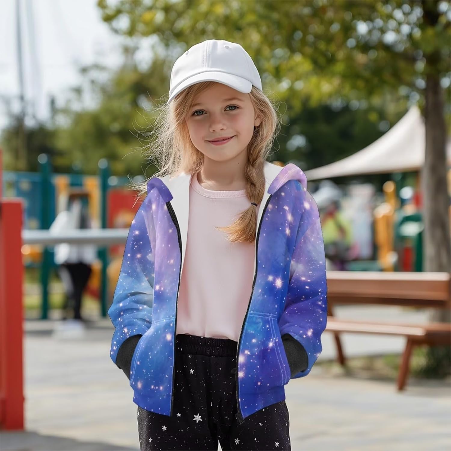 Fleece Jackets Hoodie for Kids Girls Full Zipper Up Hoodies Soft Hooded Sweatshirts Fleece Long Sleeve Jacket S-XL