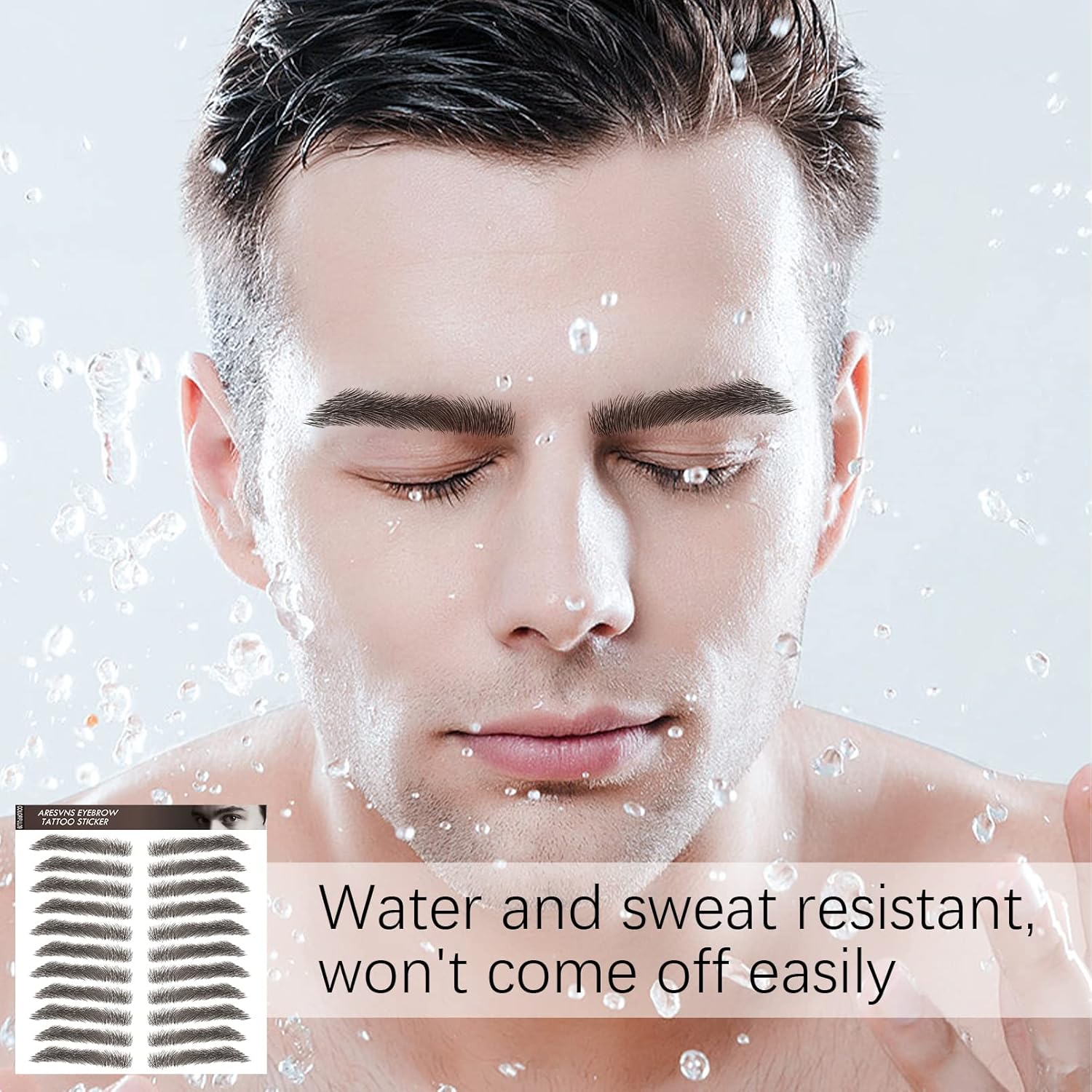 Aresvns アイブロウ タトゥー 男性用 !リアルなフェイク タトゥー アイブロウ 66ペア ブラック、人気の4D イミテーショ