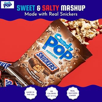 Candy Pop Snickers Candy Coated Popcorn (5.25oz bags, 6-Pack)