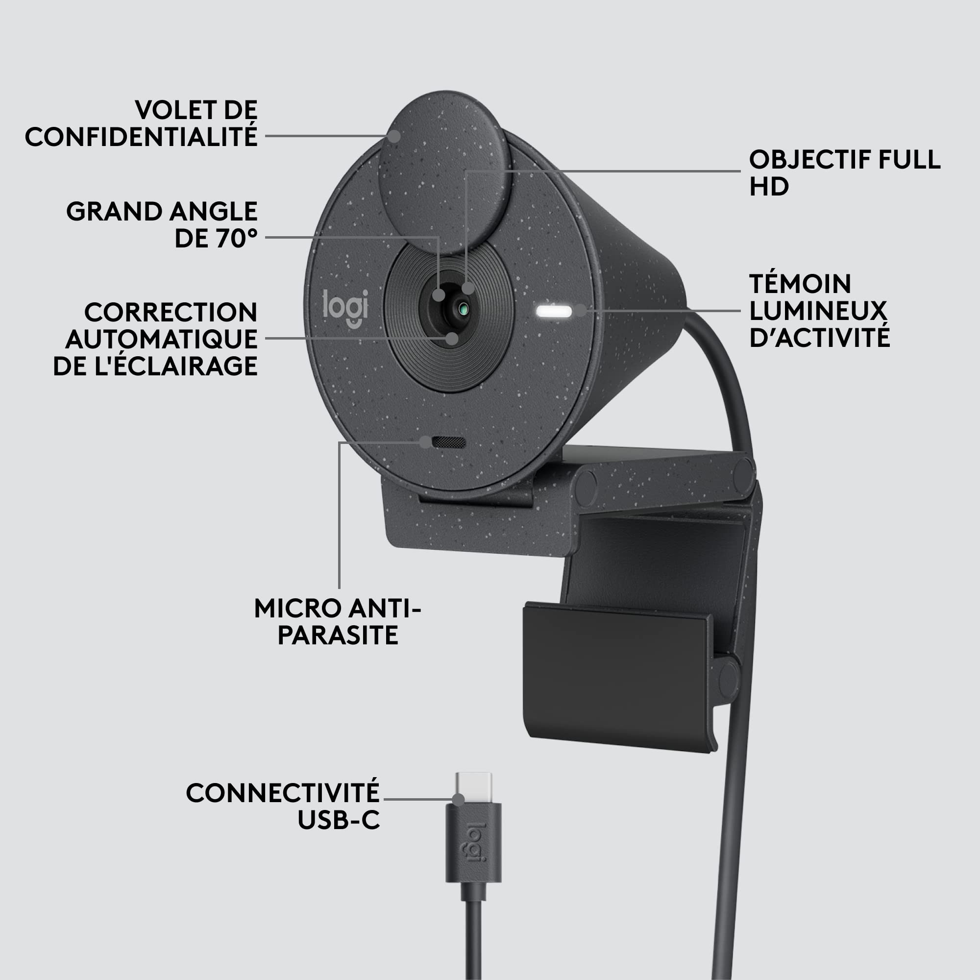 Logitech Brio 305 Webcam Full HD 1080P avec Cache de Confidentialité