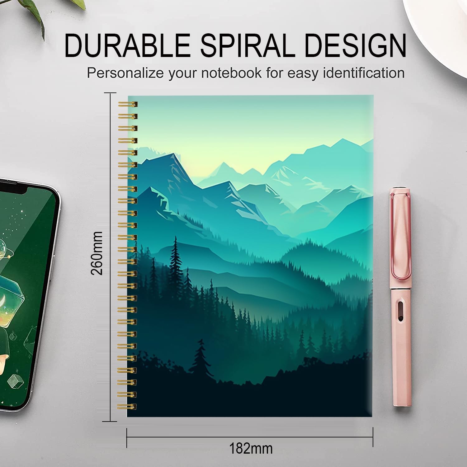 Spiral Journal Notebook for Women,A5 College Ruled Notebooks 6"x 8.4", 120 Pages Lined Journal with Premium Thick Paper,Perfect for School Office Home Gifts(Mountains Forest) - Image 6