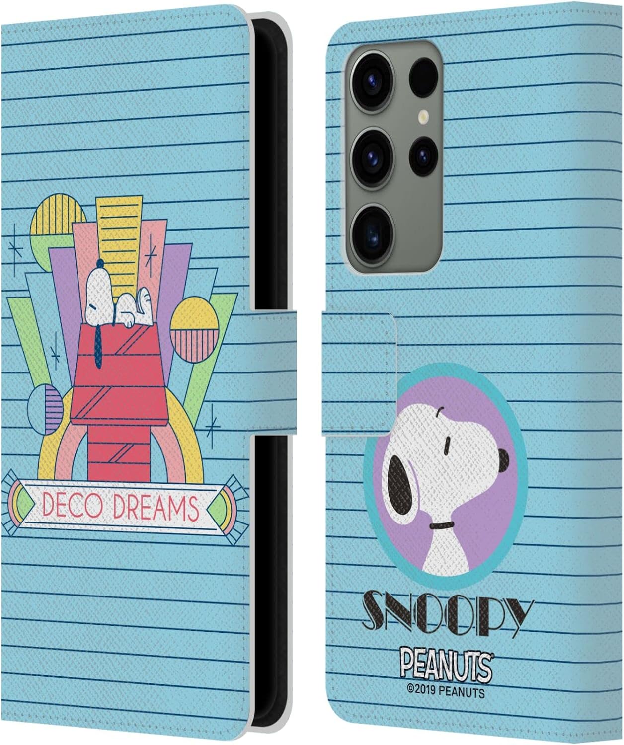 Head Case Designs Officially Licensed Peanuts House Dreams Snoopy Deco Dreams Leather Wallet Case Compatible with Samsung Galaxy S23 Ultra 5G
