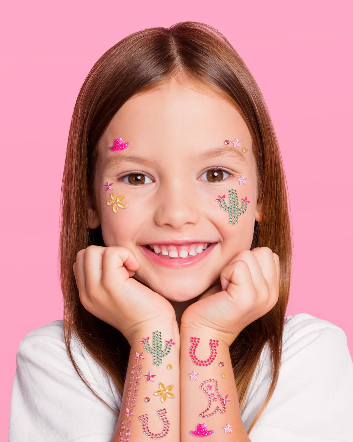 xo, Fetti Kids Western Cowgirl Gem Set - 44 Pieces | Western, Cowgirl, Kids Party, Rodeo Pink Gems, Birthday Decorations, Girls Party, Yeehaw, Cowboy Boot Stickers