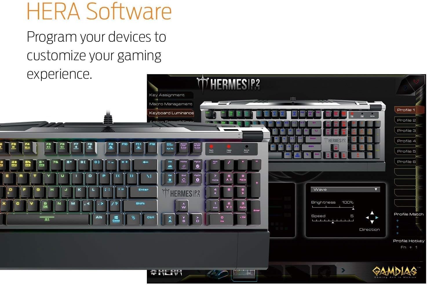 GAMDIAS Hermes P2 Black Tastiera Meccanica USB da Gaming 104 Switches Blu Keyboard Retroilluminata RGB Layout UK